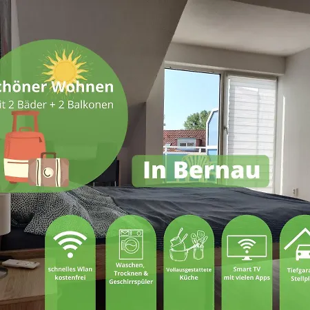 Bright Maisonette Apt, 2 Baths, 2 Balcony, 200mbit, Dishwasher, Washdryer, Full Kitchen * Bernau bei Berlin